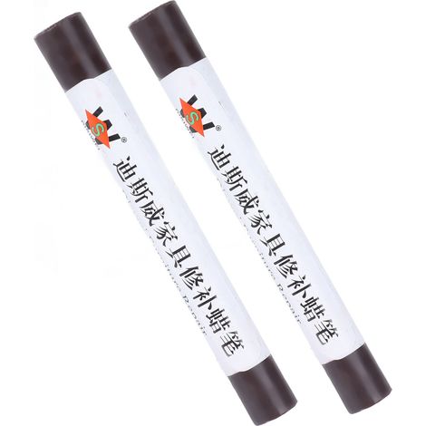 Lot de 2 crayons de cire pour meubles, réparation rapide du bois, retouche des trous et rayures, teinte acajou foncé (1/5)