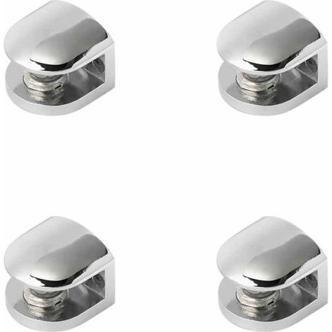 Ensemble de 4 supports pour étagères en verre, clips en verre réglables, crochets muraux pour miroirs, convient aux étagères en verre de 8 à 10 mm, aux miroirs et aux étagères en bois.