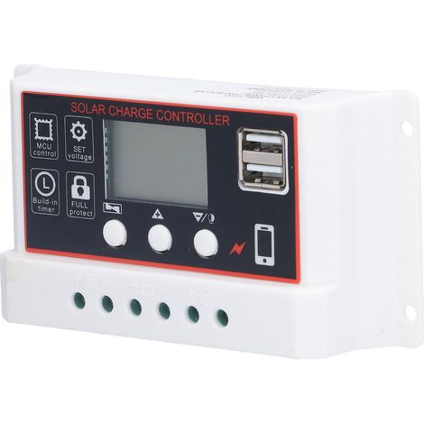 Régulateur solaire 20A pour batteries lithium, contrôleur photovoltaïque avec fonction de protection simple, chargeur panneau solaire pour système 12V/24V. (1/5)