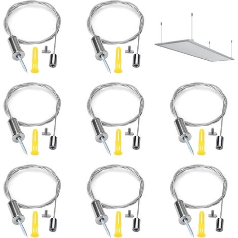 AIDUCHO Câbles Crochet Acier Inoxydable,16 Pièces Kit accrochage de cadre photo et miroir Universel de Câbles en Acier Kit pour Accrocher le Panneau LED Éclairage (1/5)