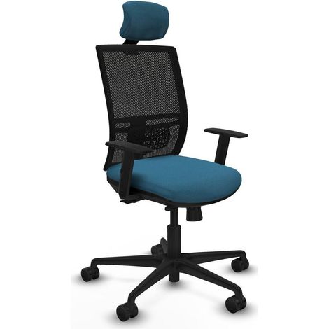 piqueras-y-crespo Yunquera traslack noir vert pétrole chaise bureau (1/3)