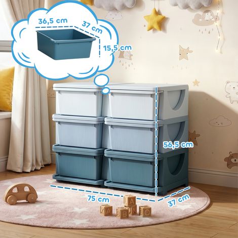 Aufbewahrungsbox für Kinder, Kinder-Aufbewahrungsbox, 3 Schubladen, Blau (1/5)