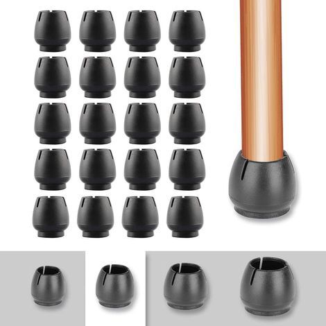 GENERIC-20 Pièces Couvre-jambes de chaise, Silicone Chaise Casquettes Pieds, Chaise Pieds Protecteur avec Feutre, Silicone Chaise Casquettes Pieds pour Jambes de Meubles Rondes, Noir 17-21mm (1/5)