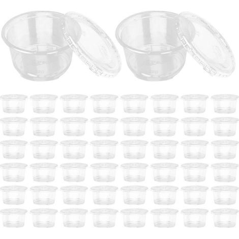 50 gobelets à dessert avec couvercles, gobelets jetables en plastique pour crème glacée, crèmes glacées et desserts.-9.50X6.50X5.50CM-Transparent (1/4)