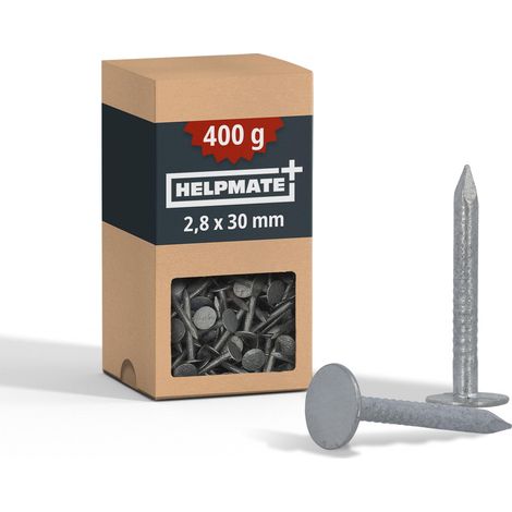 Clous, vis et fixations pour carton bitumé – 2,8x30 mm – galvanisés mécaniquement – 400 g – petit clou pour carton bitumé type B – Clous pour carton bitumé DIN 1160 B (1/5)