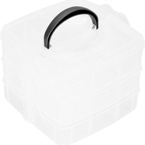 Petite boîte de rangement portable à trois niveaux et 18 compartiments, organiseur d'outils, boîte de rangement pour jouets LEGO. (1/5)