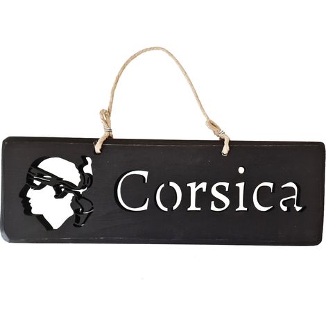 Plaque décorative noire en bois Corsica (1/2)