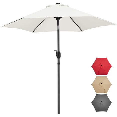 Homevive Sombrillas Terraza 230cm Inclinable Parasol para Jardín con Manivela Impermeable Proteccion UV para Patio, Exteriores, Junto a Piscina, Restaurante y Cafetería Crema (1/5)