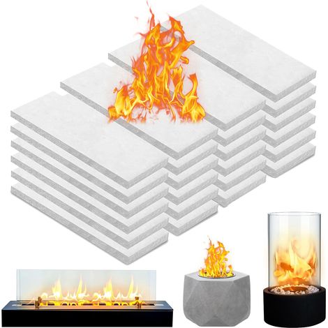 Lot de 24 foyers de table en laine de céramique, mèche en bioéthanol, bol pour prolonger la durée de combustion, éponge isolante en fibre de coton (1/5)