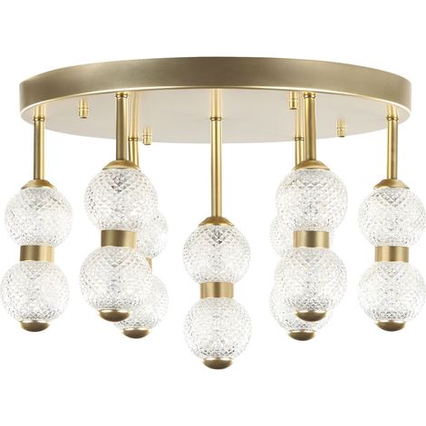 Lampadario in metallo e paralume in vetro con luci LED integrate Yowaka (1/5)