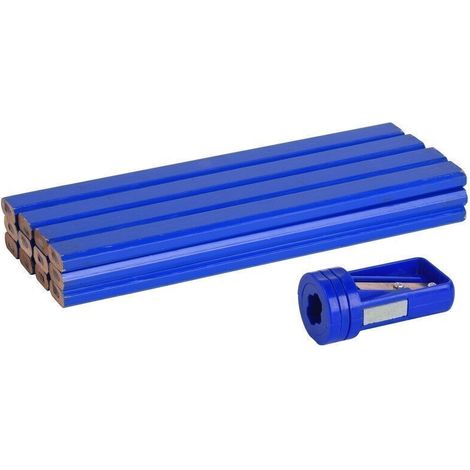 Crayons de menuisier professionnels + taille-crayon inclus – Lot de 13 pièces, longueur 175 mm, bois de cèdre rouge