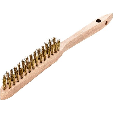 Brosse métallique à main, laiton, ondulé 035mm, 2 rangs