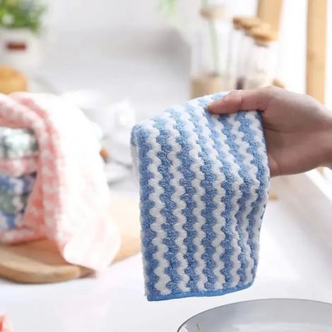 Chiffon de nettoyage spécial cuisine absorbant l'huile, bleu, lot de 5, 25 x 25 cm