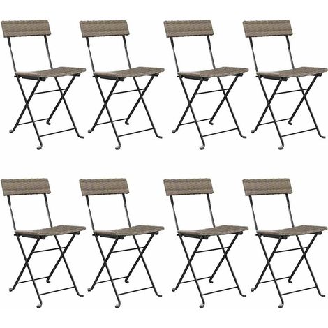 Maison Exclusive - Klappstühle, 8 Stück, graues Polyrattan und St (1/5)