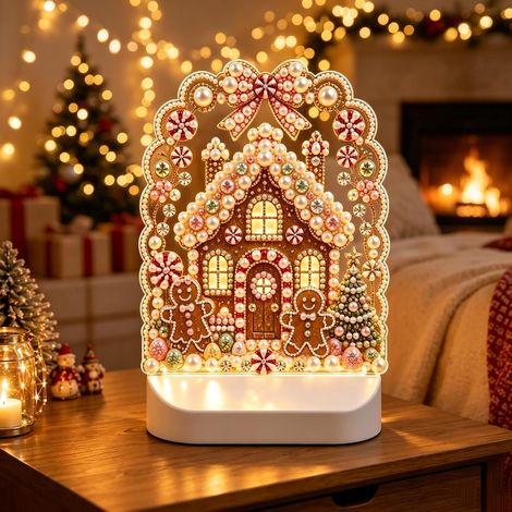 Weihnachtsnachtlicht zum Malen mit Diamanten und Perlen, USB-Anschluss, für Zuhause