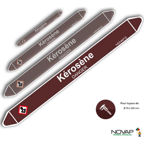 Planche de 2 marqueurs de tuyauterie 450 x 52 mm pour Ø 70 à 100 mm - Kérosène - 4701875