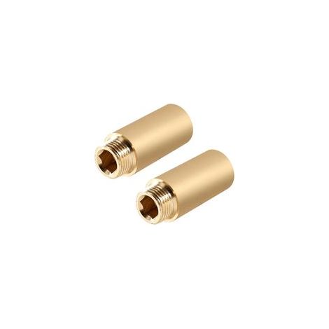 Lot de 2 rallonges de robinet en laiton - 1/2" x 50 mm - Rallonge filetée DN15 - 1/2" IG x 1/2" AG - 50 mm - Raccord d'extension en laiton - Rallonge de raccordement pour eau potable et installation (1/5)