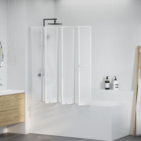 Paroi de douche 140 x 168 cm, 7 panneaux, pliable avec porte-serviettes
