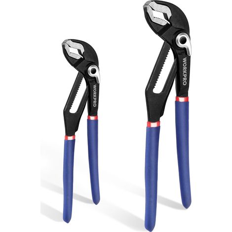 Workpro – Pince multiprise réglable 200 et 250 mm – Mâchoire en acier chrome-vanadium – Serrage rapide pour pièces rondes et carrées
