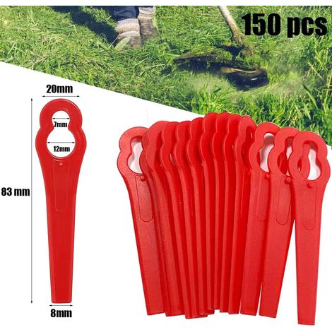 Lot de 150 Lames de Rechange en Plastique, Lames de Rechange pour Coupe-bordure de Jardin Tondeuse à Gazon en Plastique Lames, Lames de Grass Trimmer Brush Cutter (1/5)