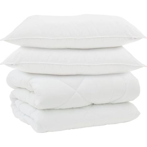 Ensemble couette et oreiller d'hiver (3 pièces), microfibre blanche (1/5)