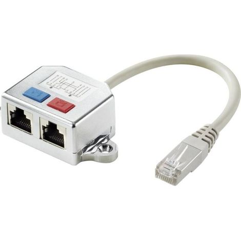 Online Store RJ45 réseau informatique Adaptateur en T CAT 6 [2x RJ45 femelle - 1x RJ45 mâle] 15.00 cm métal A807802 (1/4)