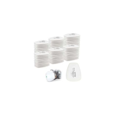 Lot de 60 filtres en coton 3M pour masque facial complet, filtre d'insertion CN 5n11, pour filtres 6000, 6200, 6800, 7501, 7502 et FF402 (blancs) (1/4)