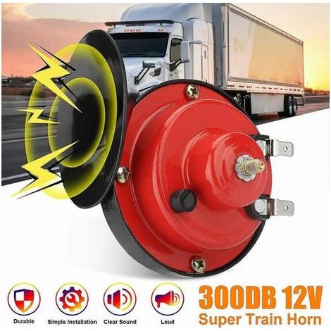 Ultra-powerful 12V 300dB waterproof train horn for motorcycle, car, truck, SUV, boat, red