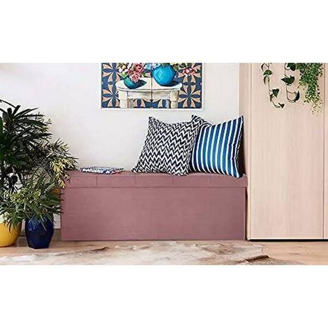 WOLTU Sitzhocker Fußhocker mit Stauraum aus Samt rosa