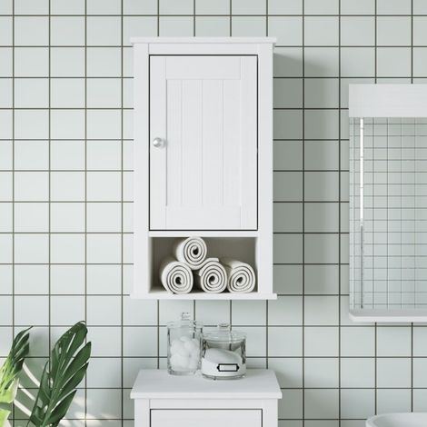 Armoire murale de salle de bain,Meuble de salle de bain BERG blanc bois de pin massif CFW904333 (1/5)