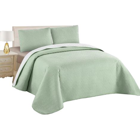 Colcha Boutis para Primavera y Verano Bicolor Reversible Liso  +  Funda Cojin - Ligera Fina Entretiempo Cama 90 180x260, 135 220x260, 150 240x260 cm (1/5)