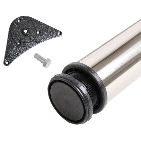 Höhenverstellbares Tischbein Edelstahl Optik 1100 mm Höhe ø 60 mm Tischstempel