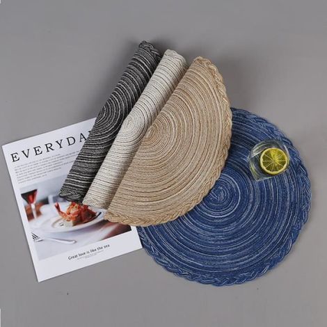 Set de table - - Tapis de table rouge - Rond - 30x40 cm - Fibre de polypropylène (1/4)