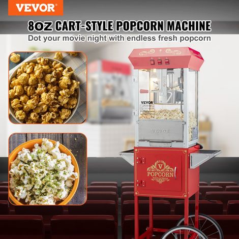 Machine à Pop Corn avec Chariot, Appareil à Pop-corn Électrique 850 W, Grand Bol de 227 g pour 48 Tasses par Lot, avec Verre Trempé… (1/5)