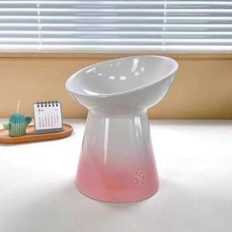 Le Creuset Cool Color Cerc Hundenapf mit Kippschutz und hohem Fuß, inklusive Schutzmatte SH1 Rosa und weiße, hochgezogene Schamlippen (1/2)