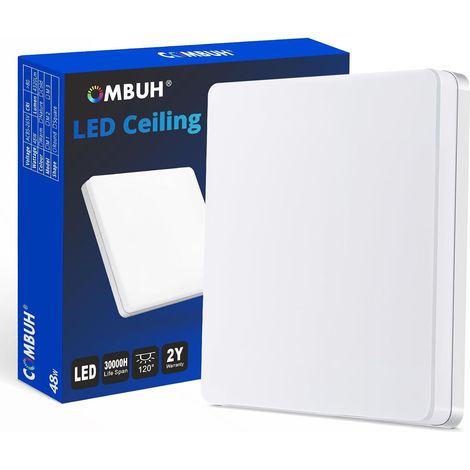 48W Plafonnier LED, Luminaires Salle de Bain Intérieur, Luminaire Salon, 4320LM Applique de Cuisine Chaud, 30cm Éclairage de Lampe Plafond Carré, Ceiling Light, pour Chambre, Toilet et Exterieur (1/5)