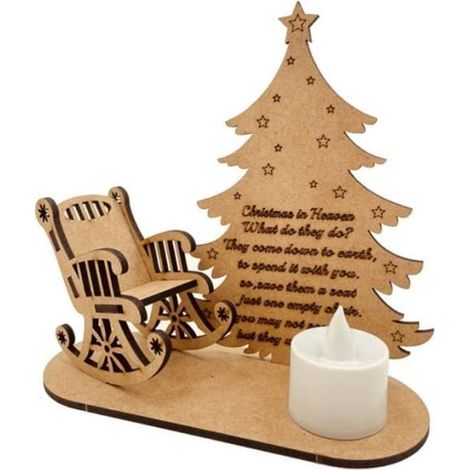 Chaise d'ornement en bois de Noël Ornement de bougie Ornement léger pour Heaven Cadeau Memorial (1/4)