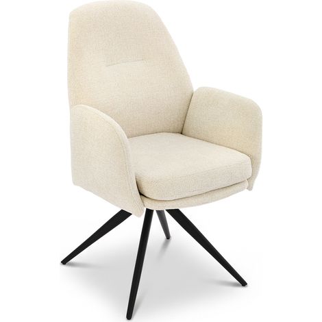 Bon Furni Chaise 360° Pivotante Chenille Blanc crème, Lot de 1