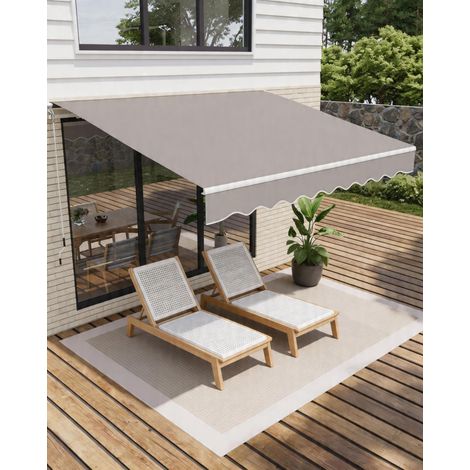 Auvent bras pliant 350×250 cm - manivelle support mural - angle réglable - UV50+ déperlant - aluminium - jardin balcon - 350×250×0.27 cm