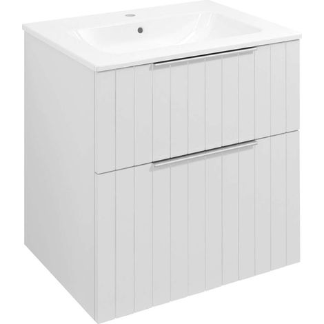 Sapho Cirasa - Waschtischunterschrank Strip 59x64x46 cm, 2 Schubladen, mattweiß CR601-3131S (1/3)
