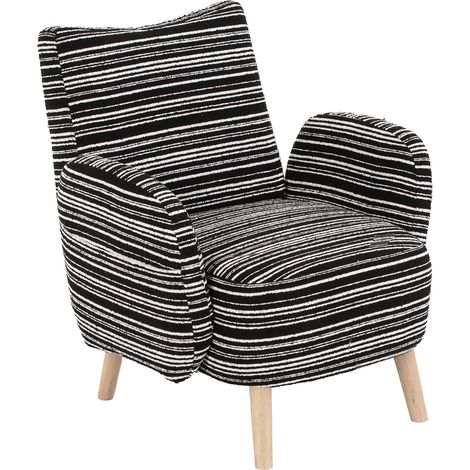 ELVMI Poltrona da Lettura con Tasca Laterale, Schienale Ergonomico e Gambe in Legno, Bouclé Nero (1/4)