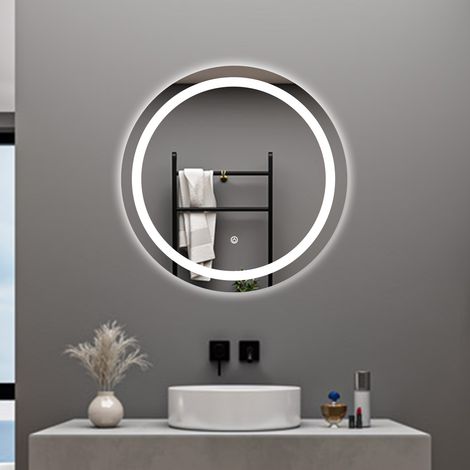 AICA SPECCHIO DA BAGNO ROTONDO CON LED 60 X 60 CM, ANTIAPPANNAMENTO, INTERRUTTORE A SFIORAMENTO (1/5)