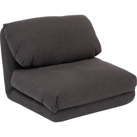 Atmosphera – Fauteuil relax multi-position 1 place en tissu gris – Dimensions L. 82 x P. 79 x H. 60 cm – Lit d'appoint L. 209 x l. 78 cm (1/10)
