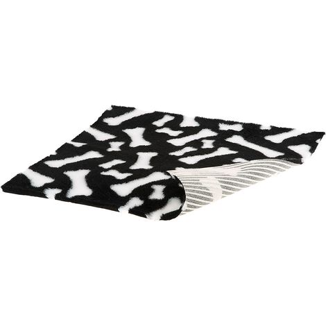 Ferplast PLAZA GUMMY Tapis en fourrure écologique avec base antidérapante pour chiens et chats. Variante SMALL - Misure: 61 x 46 cm - Noir