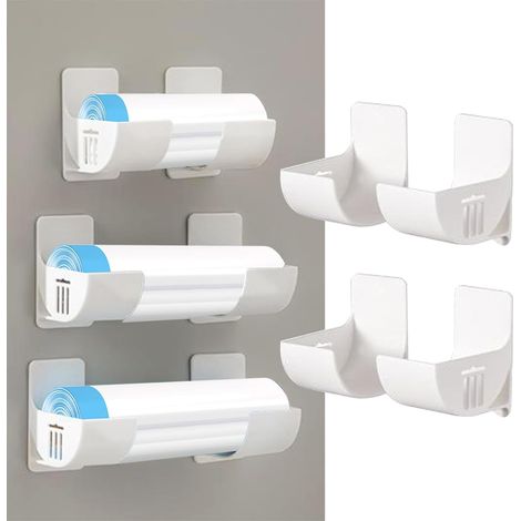 Ensemble de 4 supports muraux pour sacs poubelle, distributeur mural de sacs poubelle, organisateur, range-sacs poubelle pour la cuisine, rangement et organisation, accessoires de cuisine, système de (1/5)