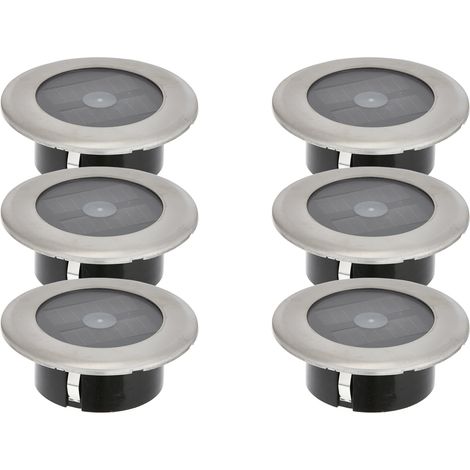 6er-Set Solar LED-Bodenspot, Edelstahl, Ø 11cm, je Spot bis 100kg belastbar (1/5)