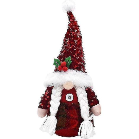 Lutin de Noël sans visage, gnome en peluche à sequins fait main, décoration intérieure (1/5)