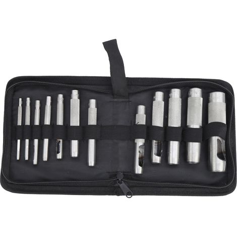 Lot de 12 poinçons manuels en acier carbone pour ceinture en cuir, perforateur de trous de 3 à 19 mm, outils de quincaillerie (1/5)