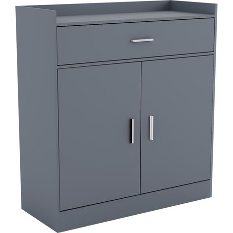 Dalby Shoe Cabinet 2 Door 1 Drawer Hallway Storage Cupboard Stand, Grey