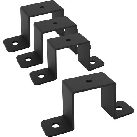 Collier de serrage carré, connecteur en forme de U, support de fixation murale pour poteau de clôture – Convient pour les tuyaux d'eau, les balustrades de balcon, les rampes d'escalier (4, noir (1/5)